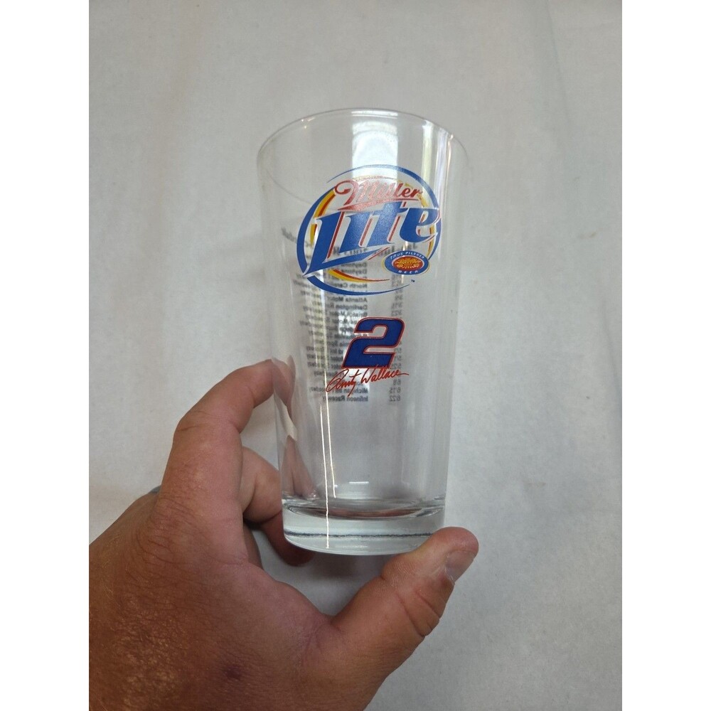 Set Of 2 Miller Lite Rusty Wallace Nascar 2003 Schedule Pint Beer Glass